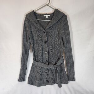 Old Navy Cable Knit Buttoned Cardigan W/ Belt Large Lamb's Wool Blend Casual Y2K